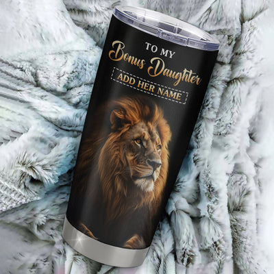 Personalized To My Bonus Daughter Gifts From Stepmom Stepdad Tumbler Old Lion Love You Stepdaughter Birthday Gifts Graduation Christmas Custom Cup Travel Mug | teecentury