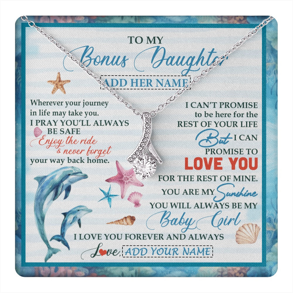 Alluring Beauty Necklace 14K White Gold Finish | 1 | Personalized To My Bonus Daughter Gifts Necklace Dolphin From Stepmom My Sunshine For Jewelry Stepddaughter Birthday Gift Christmas Gift Box Message Card | https://teecentury.