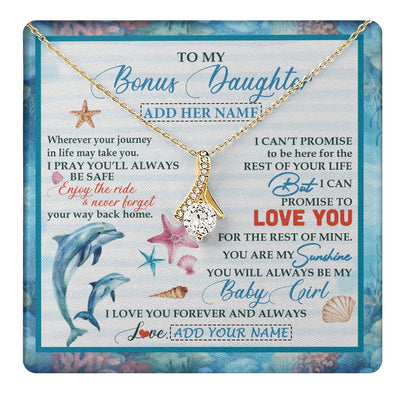Alluring Beauty Necklace 18K Yellow Gold Finish | 1 | Personalized To My Bonus Daughter Gifts Necklace Dolphin From Stepmom My Sunshine For Jewelry Stepddaughter Birthday Gift Christmas Gift Box Message Card | https://teecentury.