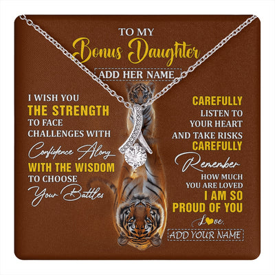 Alluring Beauty Necklace 14K White Gold Finish | 1 | Personalized To My Bonus Daughter Gifts Necklace From Godfather I Wish You The Strength Tiger Bonus Daughter Birthday Gifts Christmas Gift Box Message Card | https://teecentury.