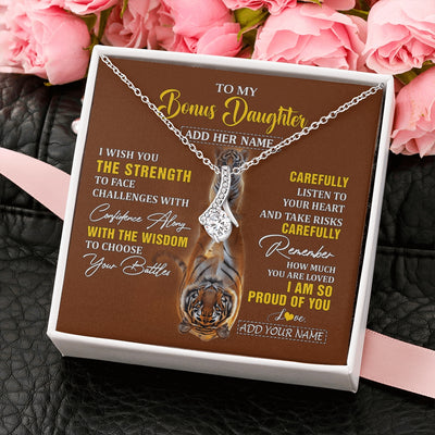 Alluring Beauty Necklace 14K White Gold Finish | 2 | Personalized To My Bonus Daughter Gifts Necklace From Godfather I Wish You The Strength Tiger Bonus Daughter Birthday Gifts Christmas Gift Box Message Card | https://teecentury.