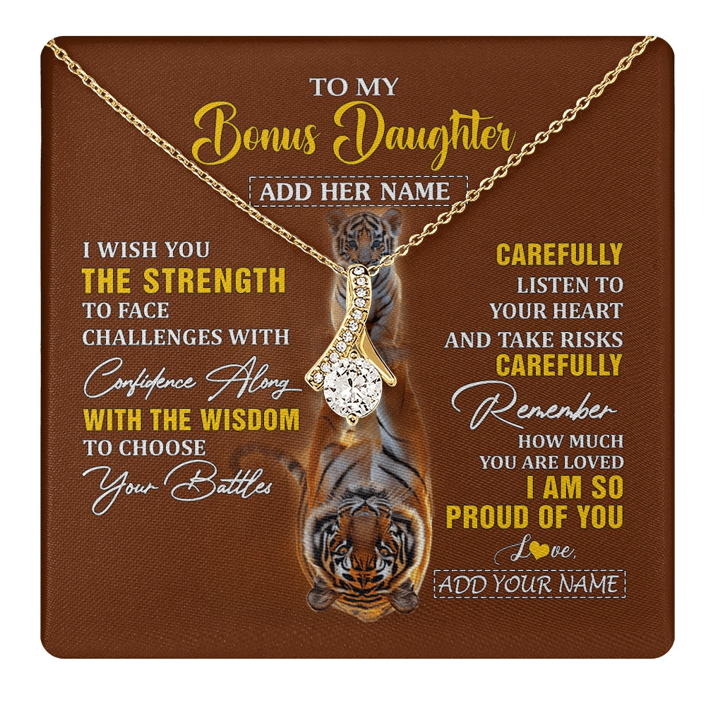 Alluring Beauty Necklace 18K Yellow Gold Finish | 1 | Personalized To My Bonus Daughter Gifts Necklace From Godfather I Wish You The Strength Tiger Bonus Daughter Birthday Gifts Christmas Gift Box Message Card | https://teecentury.