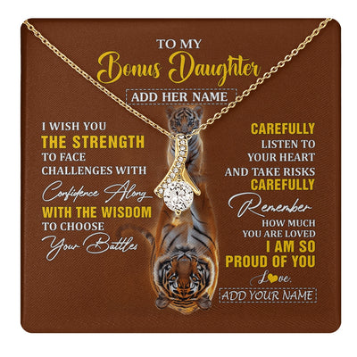 Alluring Beauty Necklace 18K Yellow Gold Finish | 1 | Personalized To My Bonus Daughter Gifts Necklace From Godfather I Wish You The Strength Tiger Bonus Daughter Birthday Gifts Christmas Gift Box Message Card | https://teecentury.