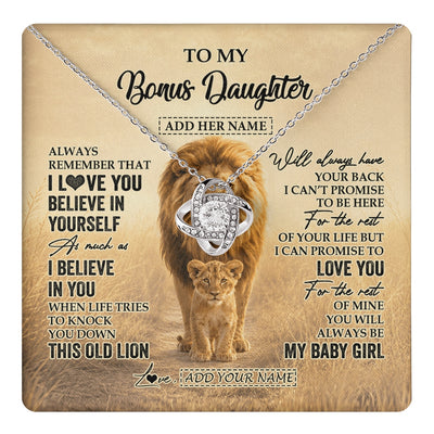 Love Knot Necklace 14K White Gold Finish | 1 | Personalized To My Bonus Daughter Gifts Necklace From Stepdad Always Remember Lion Gifts For Stepdaughter Birthday Graduation Christmas Gift Box Message Card | https://teecentury.