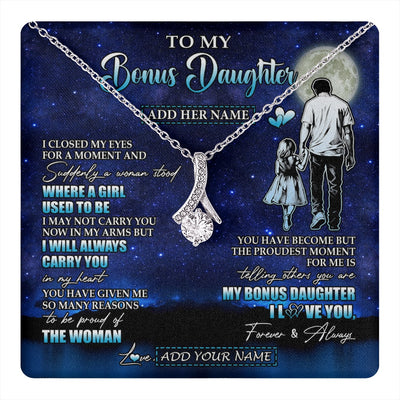 Alluring Beauty Necklace 14K White Gold Finish | 1 | Personalized To My Bonus Daughter Gifts Necklace From Stepdad I Closed My Eyes For A Moment Stepdaughter Birthday Graduation Christmas Gift Box Message Card | teecentury.myshopify