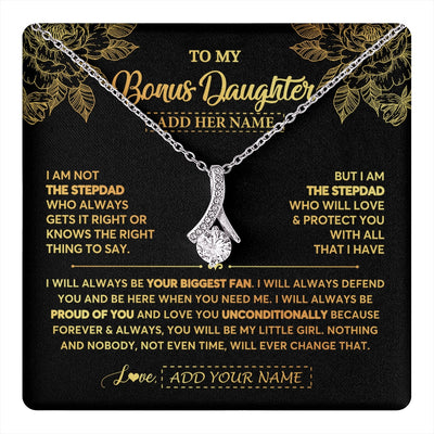 Alluring Beauty Necklace 14K White Gold Finish | 1 | Personalized To My Bonus Daughter Gifts Necklace From Stepdad Meaningful Family Jewelry Birthday Gifts For Stepdaughter Christmas Custom Gift Box Message Card | https://teecentury.
