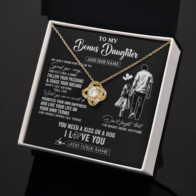 Love Knot Necklace 18K Yellow Gold Finish | 2 | Personalized To My Bonus Daughter Gifts Necklace From Stepdad My Only Wish For You Stepdaughter Birthday Gifts Graduation Christmas Gift Box Message Card | teecentury.myshopify