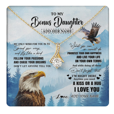 Alluring Beauty Necklace 18K Yellow Gold Finish | 1 | Personalized To My Bonus Daughter Gifts Necklace From Stepdad Stepmom Eagle My Only Wish For You Stepdaughter Birthday Gifts Christmas Gift Box Message Card | teecentury.myshopify