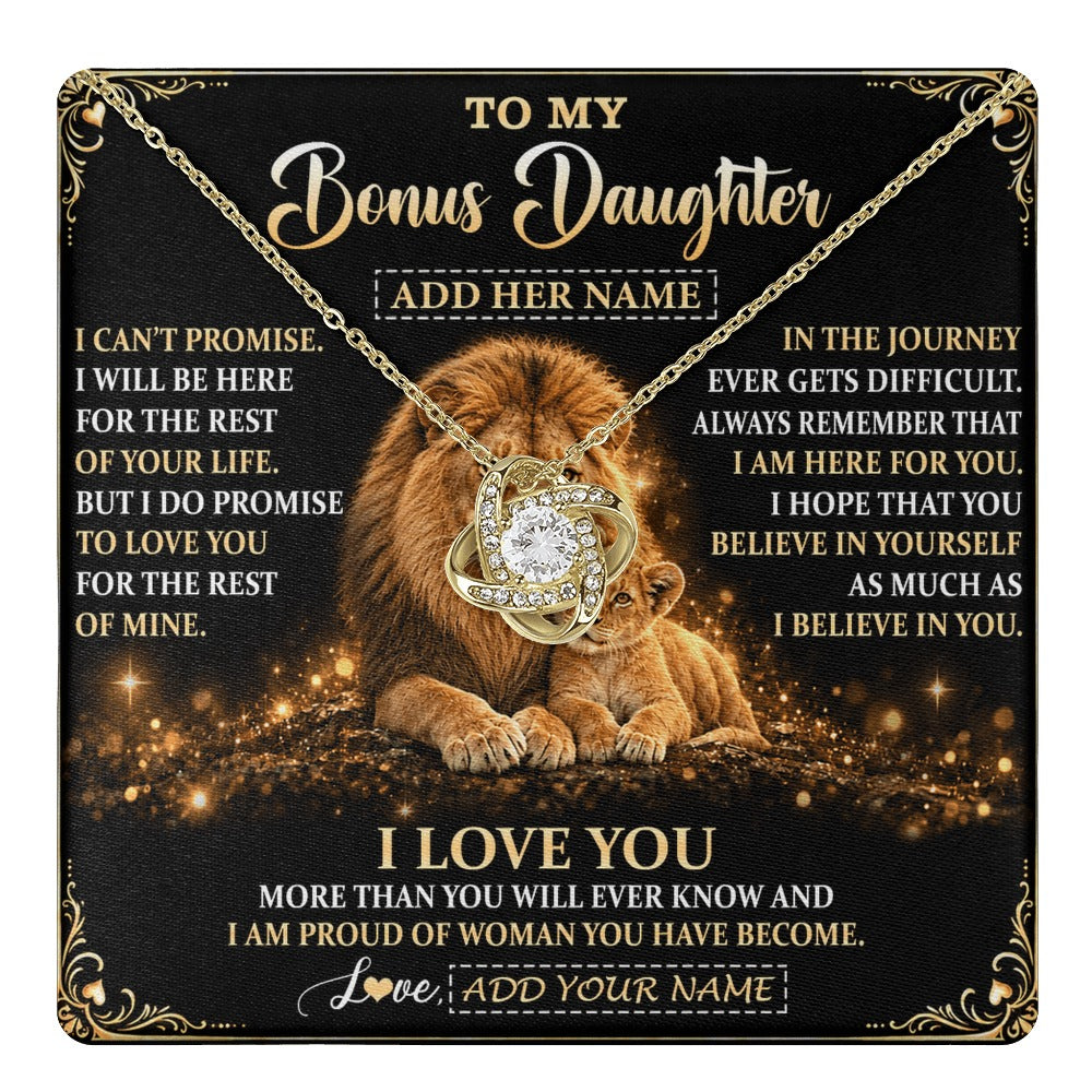 Love Knot Necklace 18K Yellow Gold Finish | 1 | Personalized To My Bonus Daughter Gifts Necklace From Stepdad To Stepdaughter Birthday Gifts Love You Forever Lion Graduation Christmas Gift Box Message Card | https://teecentury.