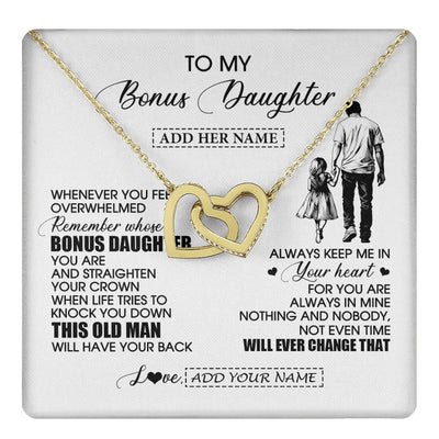 Interlocking Hearts Necklace 18K Yellow Gold Finish | 1 | Personalized To My Bonus Daughter Gifts Necklace From Stepdad Whenever Man Unique Birthday Gifts For Stepdaughter Graduation Christmas Gift Box Message Card | teecentury.myshopify