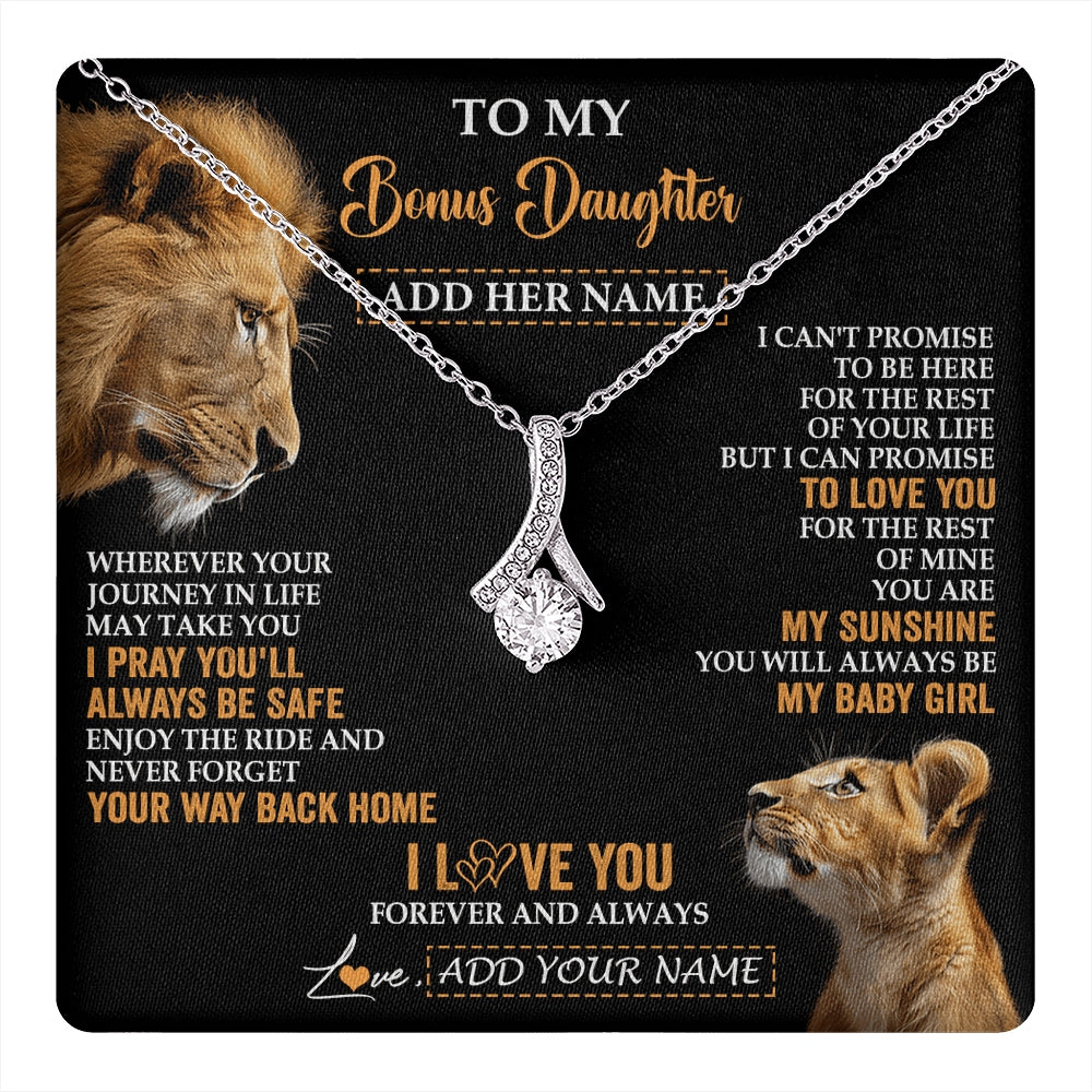 Alluring Beauty Necklace 14K White Gold Finish | 1 | Personalized To My Bonus Daughter Gifts Necklace From Stepdad Wherever Your Journey In Life Lion Stepdaughter Birthday Gifts Christmas Gift Box Message Card | https://teecentury.