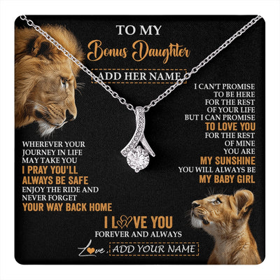 Alluring Beauty Necklace 14K White Gold Finish | 1 | Personalized To My Bonus Daughter Gifts Necklace From Stepdad Wherever Your Journey In Life Lion Stepdaughter Birthday Gifts Christmas Gift Box Message Card | https://teecentury.