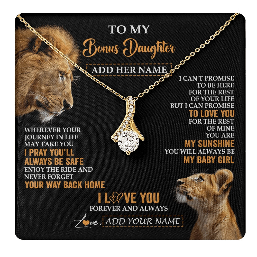 Alluring Beauty Necklace 18K Yellow Gold Finish | 1 | Personalized To My Bonus Daughter Gifts Necklace From Stepdad Wherever Your Journey In Life Lion Stepdaughter Birthday Gifts Christmas Gift Box Message Card | https://teecentury.
