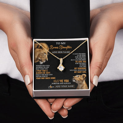 Alluring Beauty Necklace 18K Yellow Gold Finish | 2 | Personalized To My Bonus Daughter Gifts Necklace From Stepdad Wherever Your Journey In Life Lion Stepdaughter Birthday Gifts Christmas Gift Box Message Card | https://teecentury.