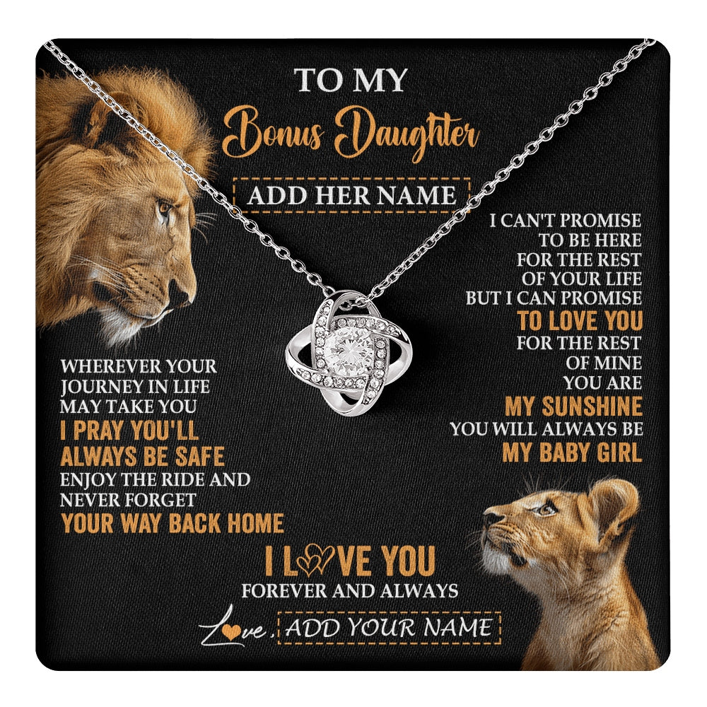 Love Knot Necklace 14K White Gold Finish | 1 | Personalized To My Bonus Daughter Gifts Necklace From Stepdad Wherever Your Journey In Life Lion Stepdaughter Birthday Gifts Christmas Gift Box Message Card | https://teecentury.