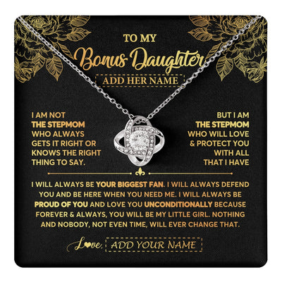 Love Knot Necklace 14K White Gold Finish | 1 | Personalized To My Bonus Daughter Gifts Necklace From Stepmom Meaningful Family Jewelry Birthday Gifts For Stepdaughter Christmas Custom Gift Box Message Card | https://teecentury.