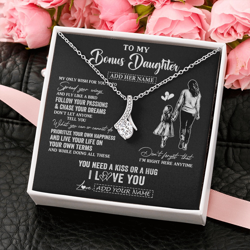 Alluring Beauty Necklace 14K White Gold Finish | 2 | Personalized To My Bonus Daughter Gifts Necklace From Stepmom My Only Wish For You Stepdaughter Birthday Gifts Graduation Christmas Gift Box Message Card | teecentury.myshopify