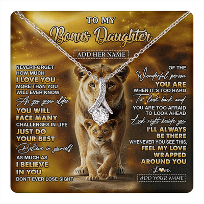 Alluring Beauty Necklace 14K White Gold Finish | 1 | Personalized To My Bonus Daughter Gifts Necklace From Stepmom Never Forget How Much I Love You Lion Stepdaughter Birthday Gifts Christmas Gift Box Message Card | https://teecentury.