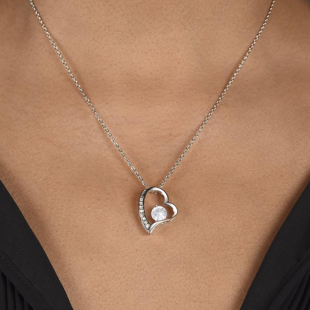 Forever Love Necklace 14K White Gold Finish | 3 | Personalized To My Bonus Daughter Gifts Necklace From Stepmom Stepdad I Wish You The Strength Butterfly Stepdaughter Birthday Christmas Gift Box Message Card | https://teecentury.