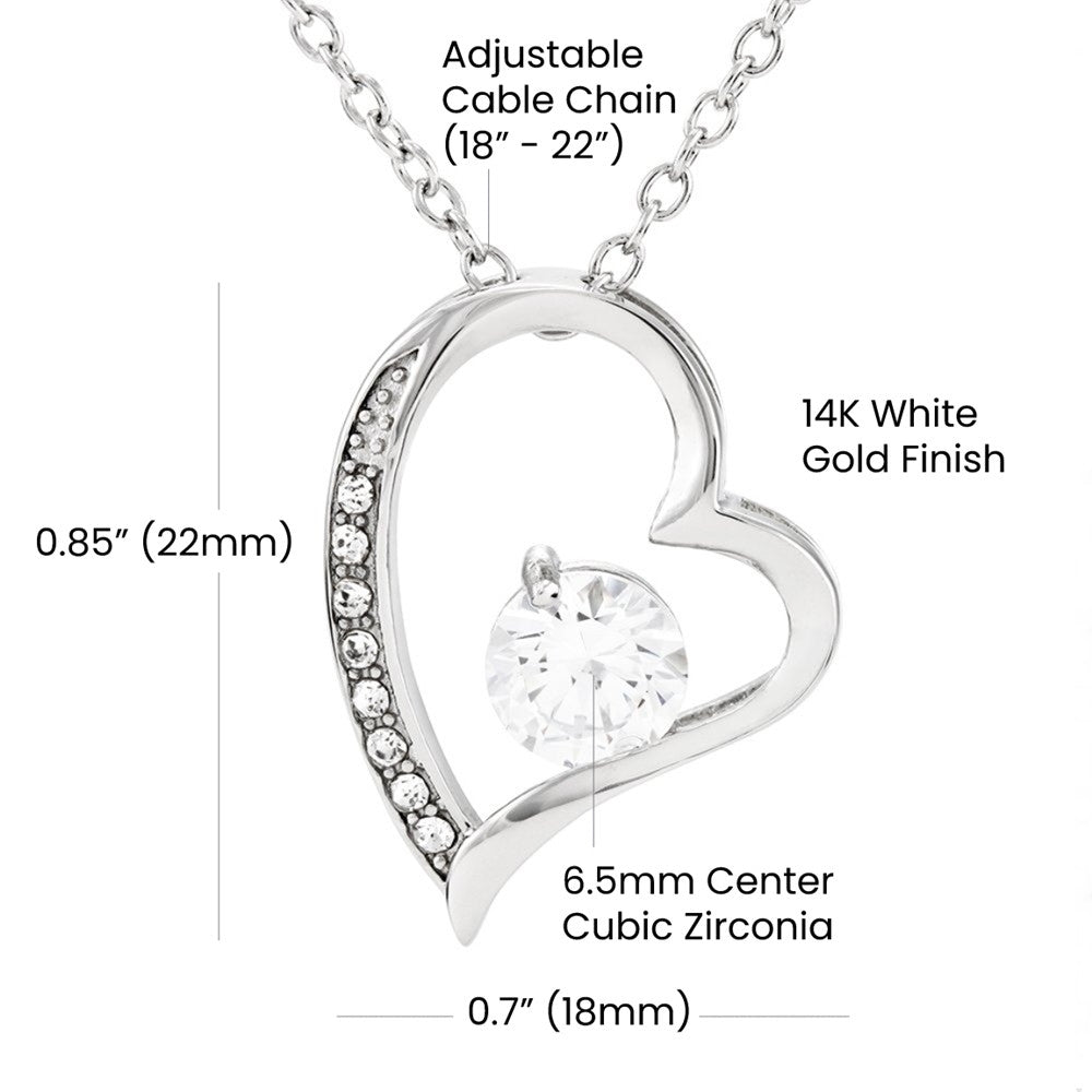 Forever Love Necklace 14K White Gold Finish | 4 | Personalized To My Bonus Daughter Gifts Necklace From Stepmom Stepdad I Wish You The Strength Butterfly Stepdaughter Birthday Christmas Gift Box Message Card | https://teecentury.