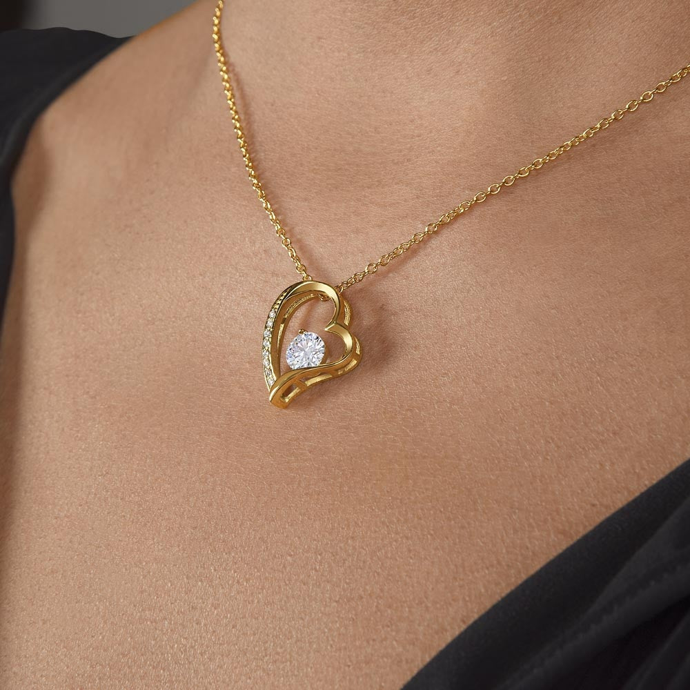 Forever Love Necklace 18K Yellow Gold Finish | 3 | Personalized To My Bonus Daughter Gifts Necklace From Stepmom Stepdad I Wish You The Strength Butterfly Stepdaughter Birthday Christmas Gift Box Message Card | https://teecentury.