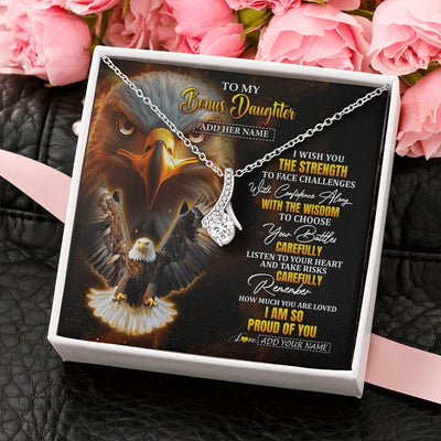 Alluring Beauty Necklace 14K White Gold Finish | 2 | Personalized To My Bonus Daughter Gifts Necklace From Stepmom Stepdad I Wish You The Strength Eagle Stepdaughter Birthday Gifts Christmas Gift Box Message Card | https://teecentury.