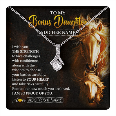 Alluring Beauty Necklace 14K White Gold Finish | 1 | Personalized To My Bonus Daughter Gifts Necklace From Stepmom Stepdad I Wish You The Strength Horse Stepdaughter Birthday Gifts Christmas Gift Box Message Card | https://teecentury.