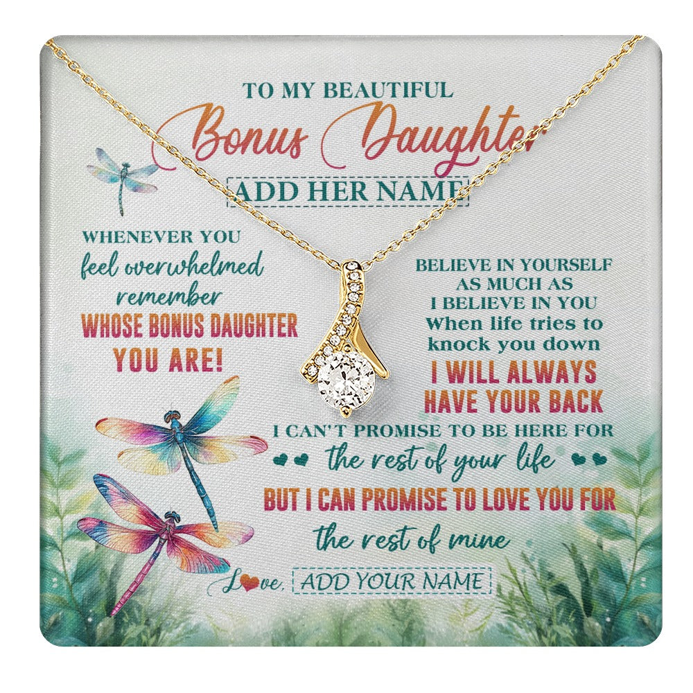 Alluring Beauty Necklace 18K Yellow Gold Finish | 1 | Personalized To My Bonus Daughter Gifts Necklace From Stepmom Stepdad Whenever You Feel Dragonfly Stepdaughter Birthday Gifts Christmas Gift Box Message Card | https://teecentury.