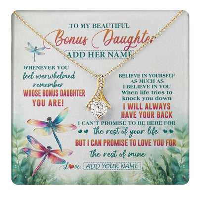 Alluring Beauty Necklace 18K Yellow Gold Finish | 1 | Personalized To My Bonus Daughter Gifts Necklace From Stepmom Stepdad Whenever You Feel Dragonfly Stepdaughter Birthday Gifts Christmas Gift Box Message Card | https://teecentury.