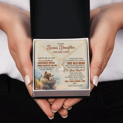 Alluring Beauty Necklace 18K Yellow Gold Finish | 2 | Personalized To My Bonus Daughter Gifts Necklace From Stepmom Whenever Bear Unique Birthday Gifts For Stepdaughter Graduation Christmas Gift Box Message Card | teecentury.myshopify