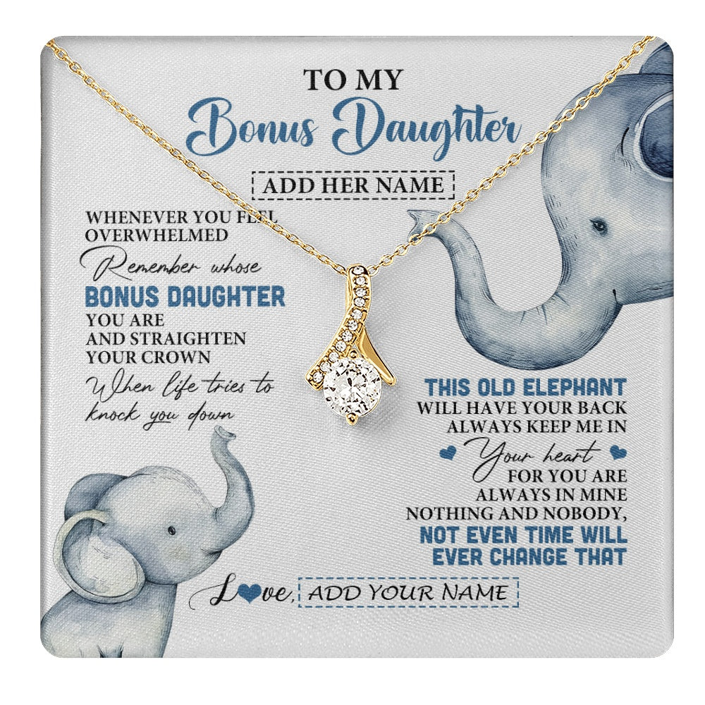 Alluring Beauty Necklace 18K Yellow Gold Finish | 1 | Personalized To My Bonus Daughter Gifts Necklace From Stepmom Whenever Elephant Unique Birthday Gifts For Stepdaughter Christmas Custom Gift Box Message Card | teecentury.myshopify