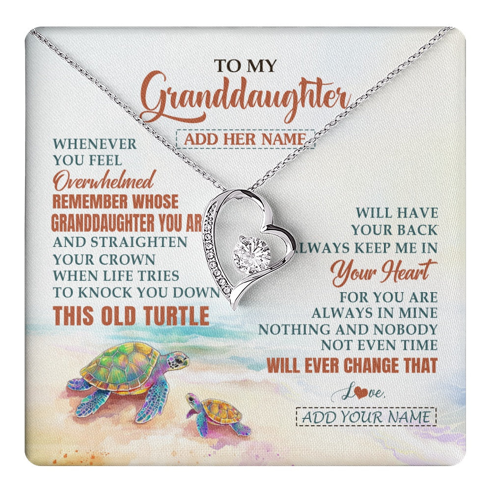 Forever Love Necklace 14K White Gold Finish | 1 | Personalized To My Bonus Daughter Gifts Necklace From Stepmom Whenever Turtle Unique Birthday Gifts For Stepdaughter Christmas Custom Gift Box Message Card | https://teecentury.