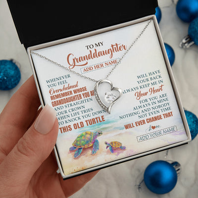Forever Love Necklace 14K White Gold Finish | 2 | Personalized To My Bonus Daughter Gifts Necklace From Stepmom Whenever Turtle Unique Birthday Gifts For Stepdaughter Christmas Custom Gift Box Message Card | https://teecentury.
