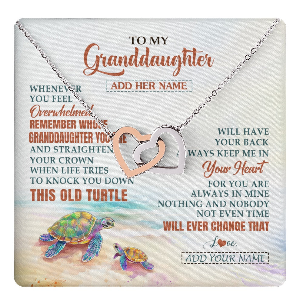 Interlocking Hearts Necklace Stainless Steel & Rose Gold Finish | 1 | Personalized To My Bonus Daughter Gifts Necklace From Stepmom Whenever Turtle Unique Birthday Gifts For Stepdaughter Christmas Custom Gift Box Message Card | https://teecentury.