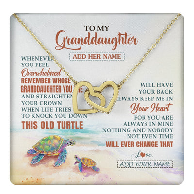 Interlocking Hearts Necklace 18K Yellow Gold Finish | 1 | Personalized To My Bonus Daughter Gifts Necklace From Stepmom Whenever Turtle Unique Birthday Gifts For Stepdaughter Christmas Custom Gift Box Message Card | https://teecentury.