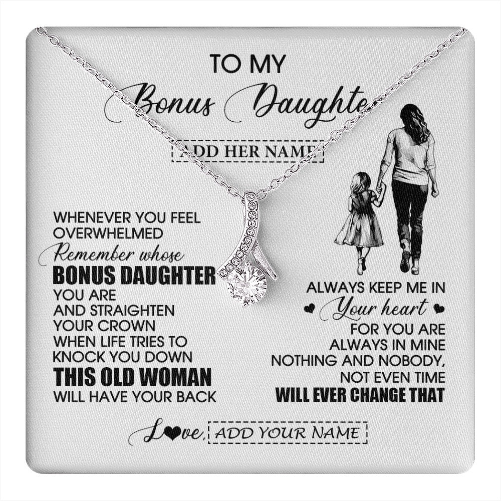 Alluring Beauty Necklace 14K White Gold Finish | 1 | Personalized To My Bonus Daughter Gifts Necklace From Stepmom Whenever Woman Unique Birthday Gifts For Stepdaughter Graduation Christmas Gift Box Message Card | teecentury.myshopify