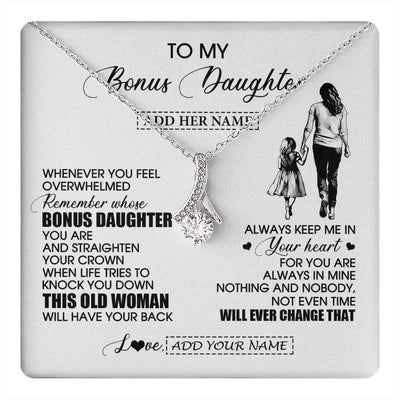 Alluring Beauty Necklace 14K White Gold Finish | 1 | Personalized To My Bonus Daughter Gifts Necklace From Stepmom Whenever Woman Unique Birthday Gifts For Stepdaughter Graduation Christmas Gift Box Message Card | teecentury.myshopify