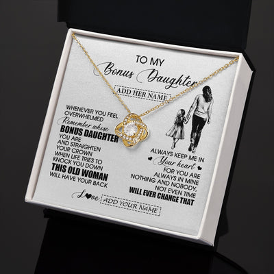 Love Knot Necklace 18K Yellow Gold Finish | 2 | Personalized To My Bonus Daughter Gifts Necklace From Stepmom Whenever Woman Unique Birthday Gifts For Stepdaughter Graduation Christmas Gift Box Message Card | teecentury.myshopify
