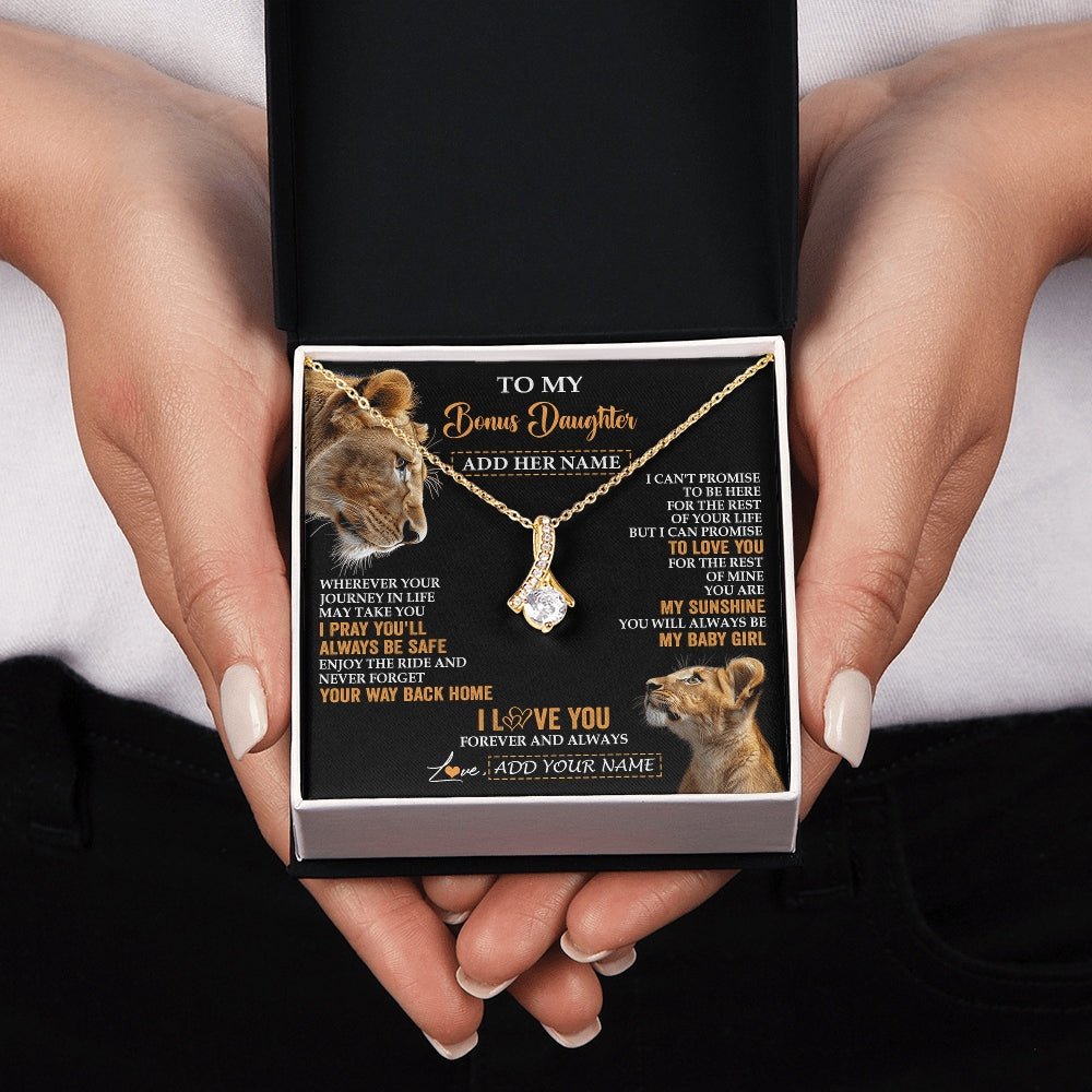 Alluring Beauty Necklace 18K Yellow Gold Finish | 2 | Personalized To My Bonus Daughter Gifts Necklace From Stepmom Wherever Your Journey In Life Lion Stepdaughter Birthday Gifts Christmas Gift Box Message Card | https://teecentury.