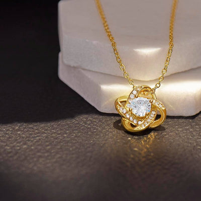 Love Knot Necklace 18K Yellow Gold Finish | 4 | Personalized To My Bonus Daughter Gifts Necklace From Stepmom Wherever Your Journey In Life Tiger Stepdaughter Birthday Gifts Custom Gift Box Message Card | https://teecentury.