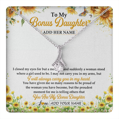 Alluring Beauty Necklace 14K White Gold Finish | 1 | Personalized To My Bonus Daughter Gifts Necklace From Stepmother I Closed My Eyes Sunflower Best Stepdaughter Birthday Gifts Christmas Gift Box Message Card | teecentury.myshopify
