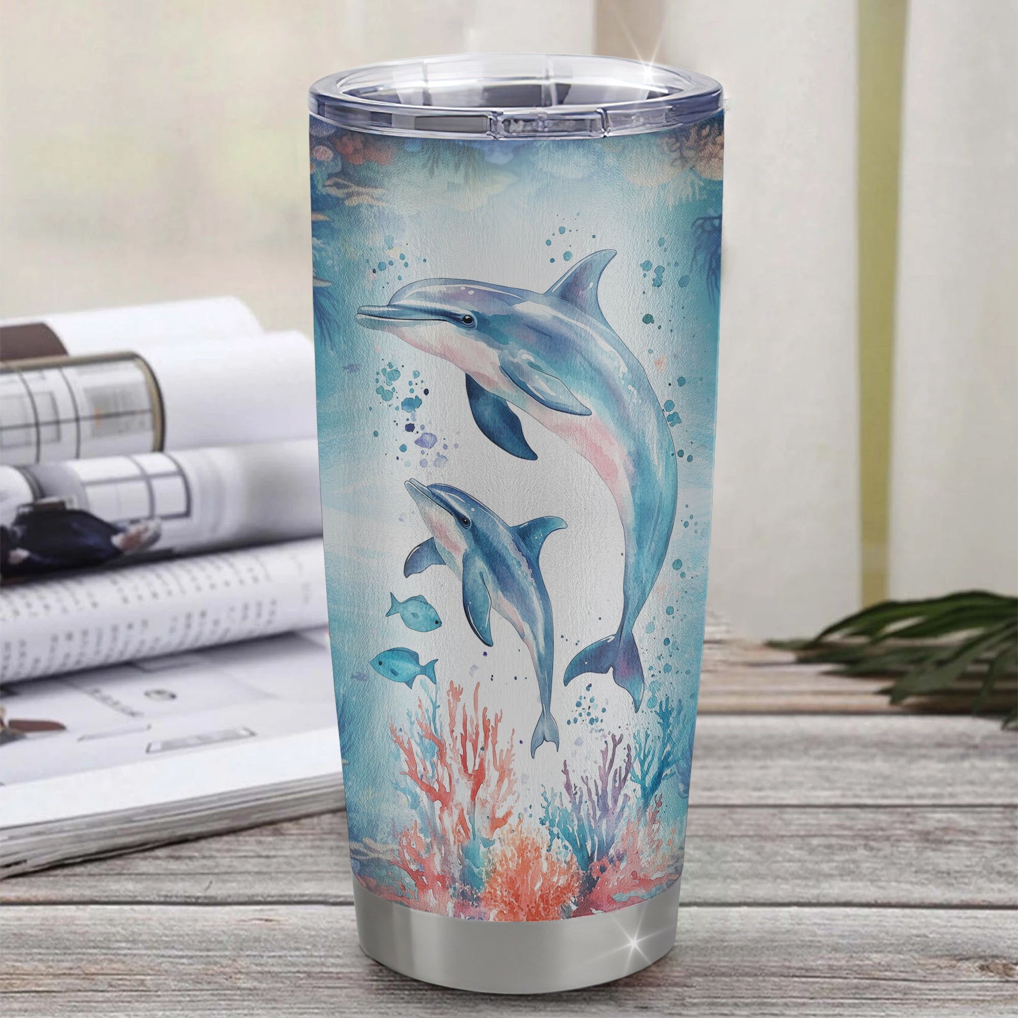 Personalized To My Bonus Daughter Gifts Tumbler Dolphin From Stepmom My Sunshine Baby Girl Stepddaughter Birthday Gift Christmas Custom Stainless Steel Insulated Mug | teecentury