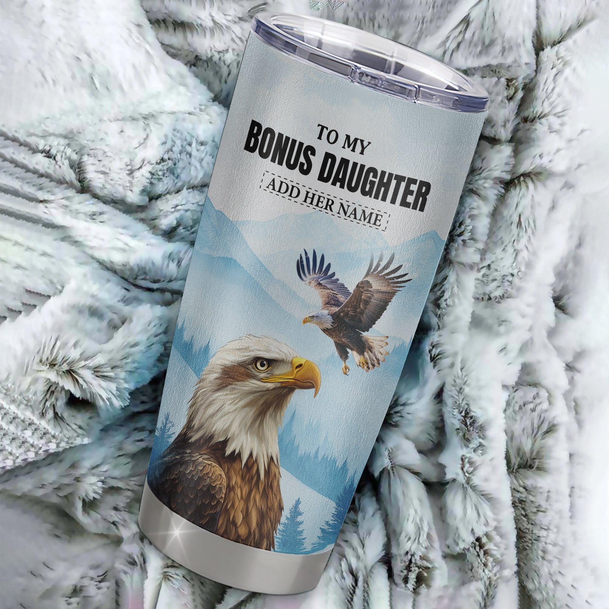 Personalized To My Bonus Daughter Gifts Tumbler From Stepdad Eagle My Only Wish For You Stepdaughter Birthday Gifts Graduation Christmas Custom Stainless Steel Mug | teecentury