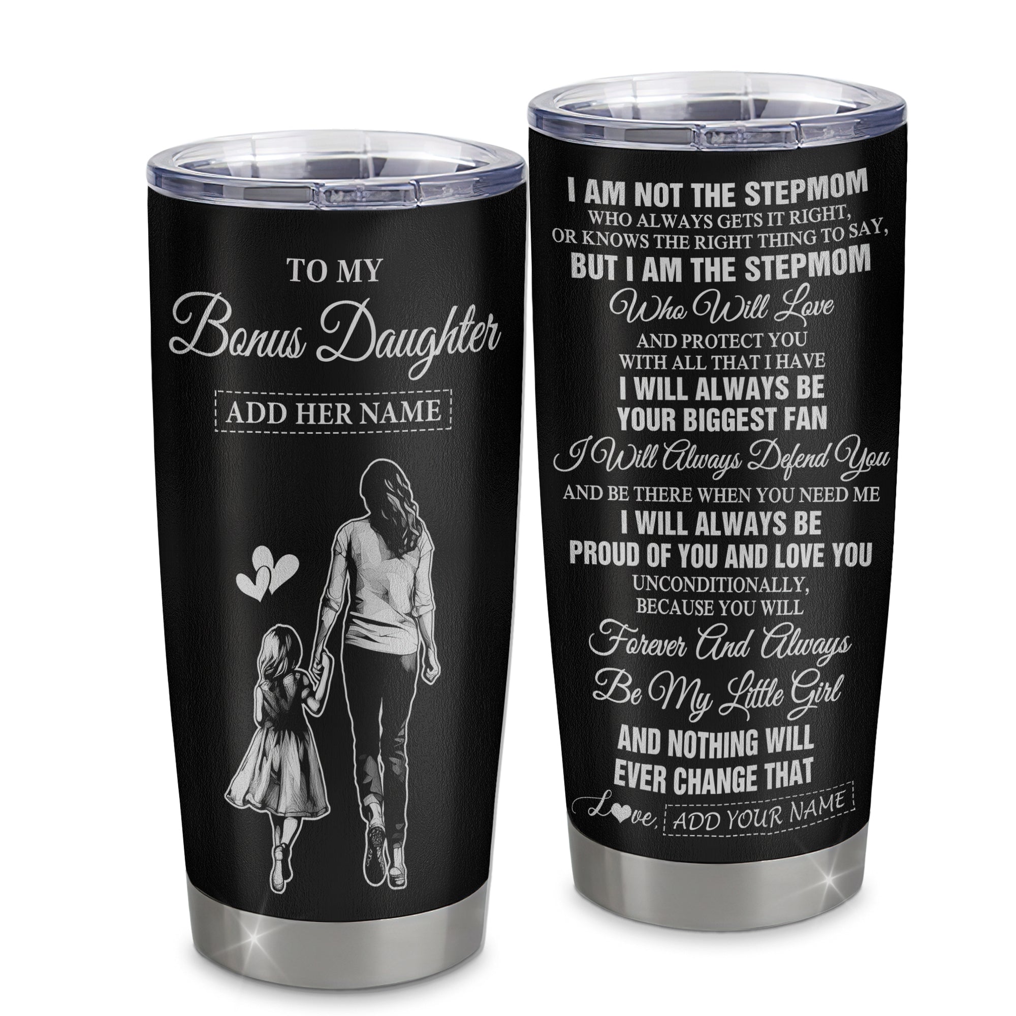 Personalized To My Bonus Daughter Gifts Tumbler From Stepmom Biggest Fan Birthday Gifts For Stepdaughter From Stepmother Christmas Custom Stainless Steel Travel Mug | teecentury