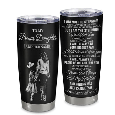 Personalized To My Bonus Daughter Gifts Tumbler From Stepmom Biggest Fan Birthday Gifts For Stepdaughter From Stepmother Christmas Custom Stainless Steel Travel Mug | teecentury