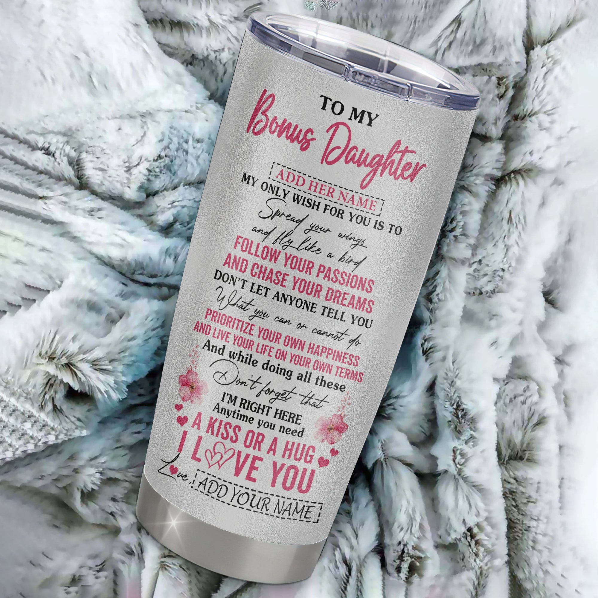 Personalized To My Bonus Daughter Gifts Tumbler From Stepmom Butterfly My Only Wish For You Stepdaughter Birthday Gifts Graduation Christmas Custom Stainless Steel Mug | teecentury