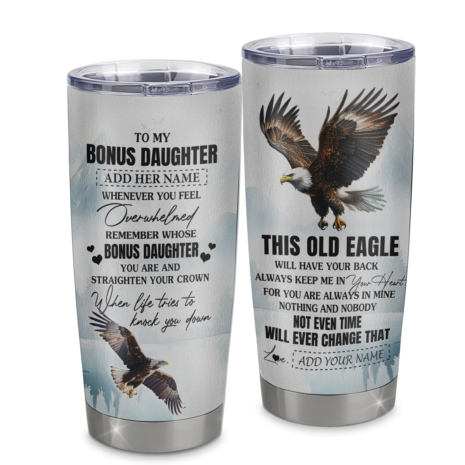 Personalized To My Bonus Daughter Gifts Tumbler From Stepmom Whenever Eagle Unique Birthday Gifts For Stepdaughter Graduation Christmas Stainless Steel Insulated Mug | teecentury