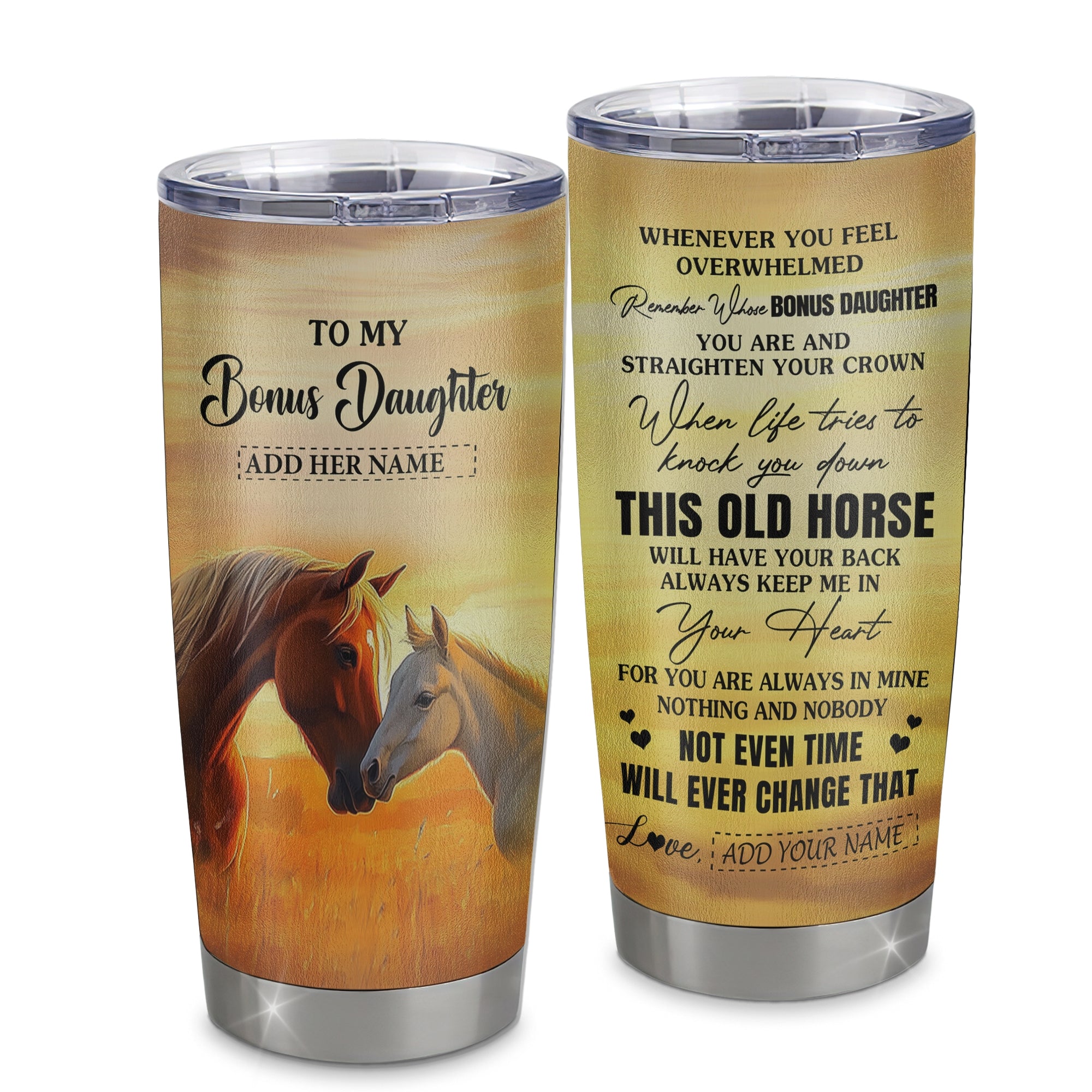 Personalized To My Bonus Daughter Gifts Tumbler From Stepmom Whenever Horse Unique Birthday Gifts For Stepdaughter Graduation Christmas Custom Stainless Steel Cup Mug | teecentury