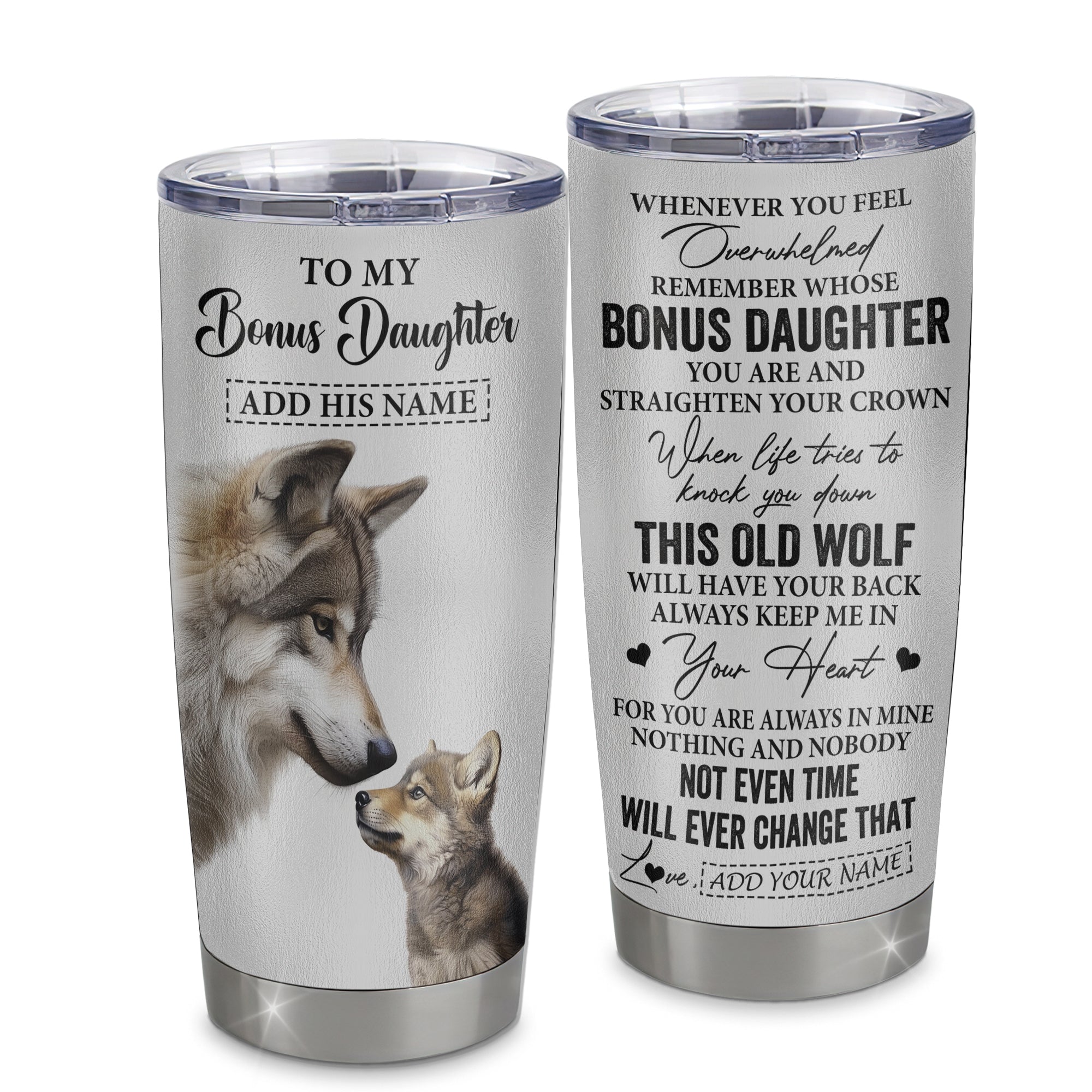 Personalized To My Bonus Daughter Gifts Tumbler From Stepmom Whenever Wolf Unique Birthday For Stepdaughter Graduation Christmas Custom Stainless Steel Cup Travel Mug | teecentury