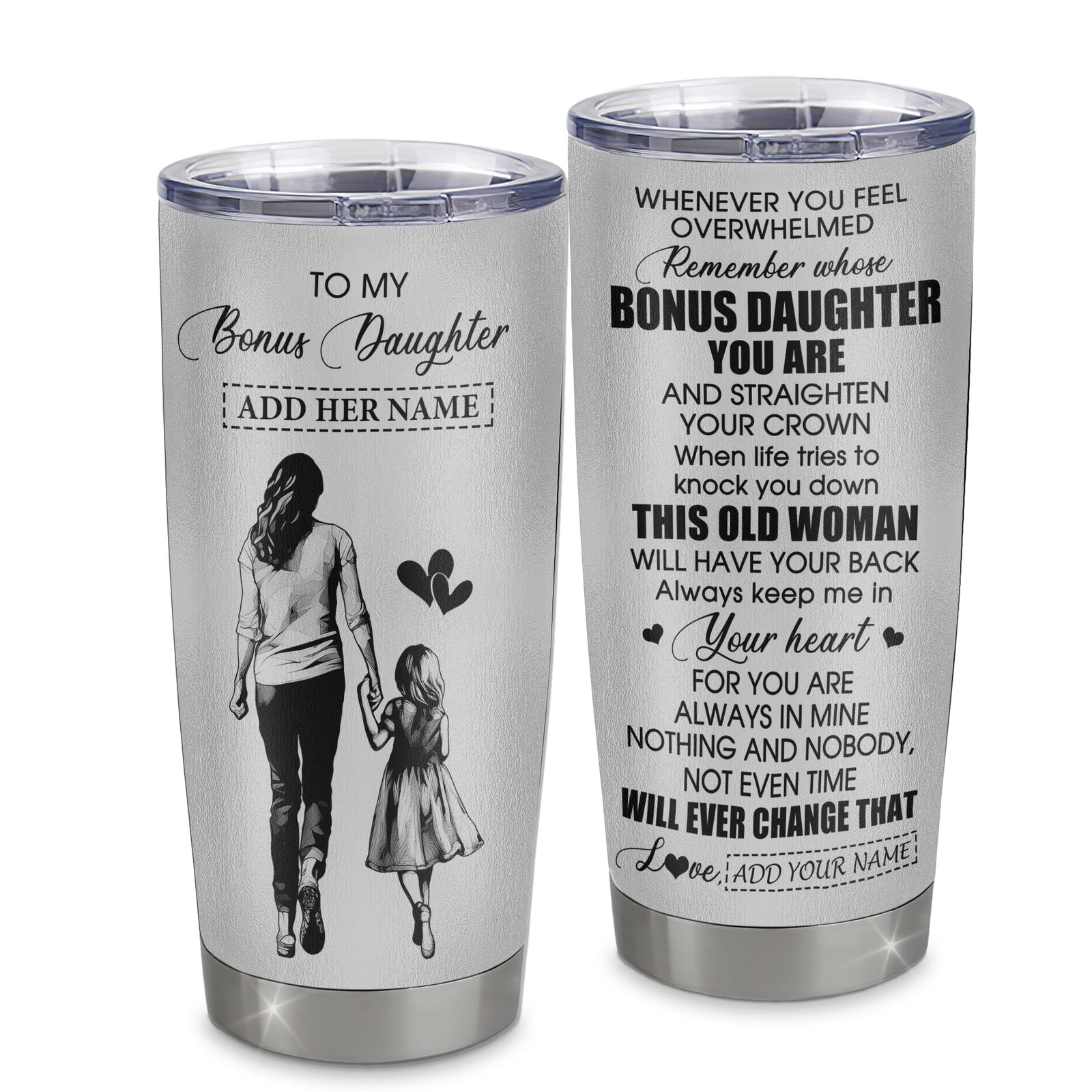 Personalized To My Bonus Daughter Gifts Tumbler From Stepmom Whenever Woman Unique Birthday Gifts For Stepdaughter Graduation Christmas Custom Stainless Steel Mug | teecentury